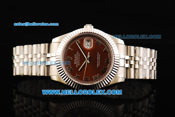 Rolex Datejust II Oyster Perpetual Automatic Movement Full Steel with Brown Dial and Roman Numeral Markers - Click Image to Close